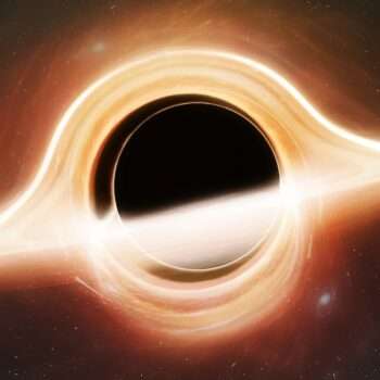 Black hole seen from a planet, illustration